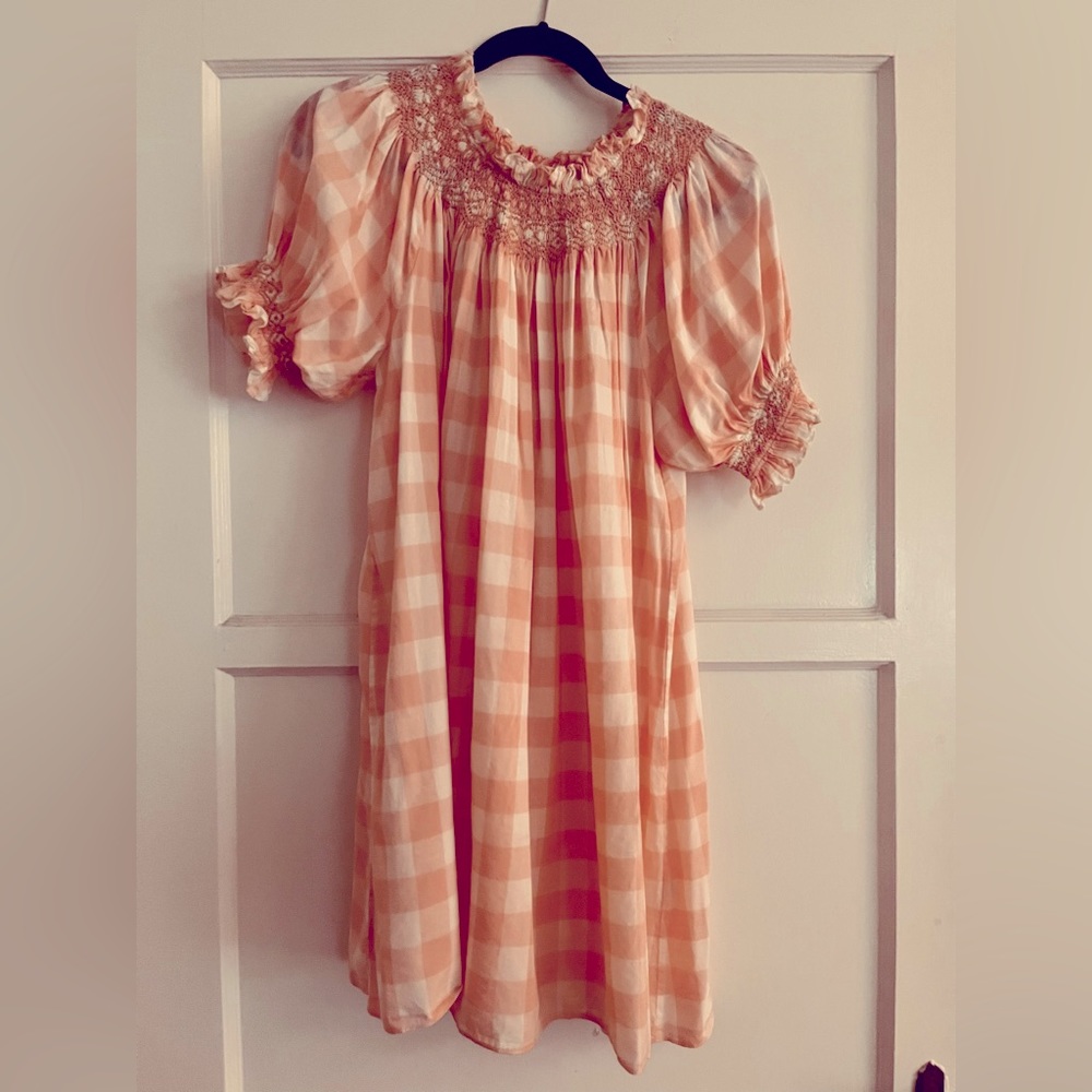 Doen pink checked dress.
